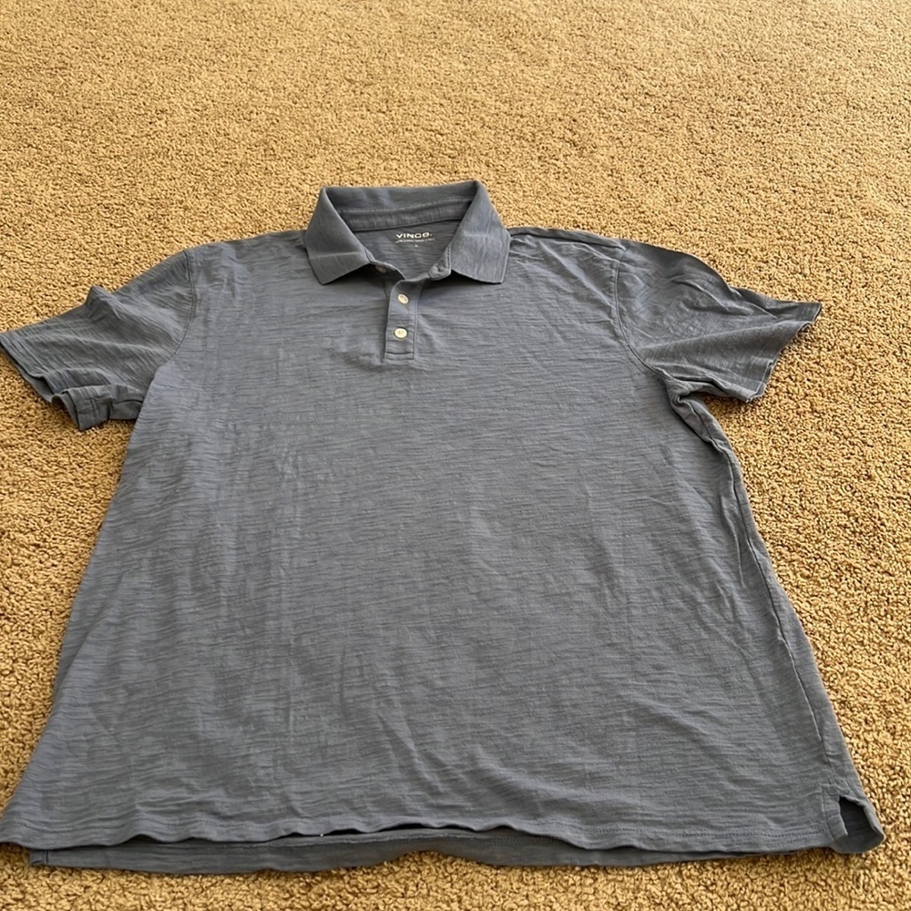 Vince mens large cornflour blue cotton polo.